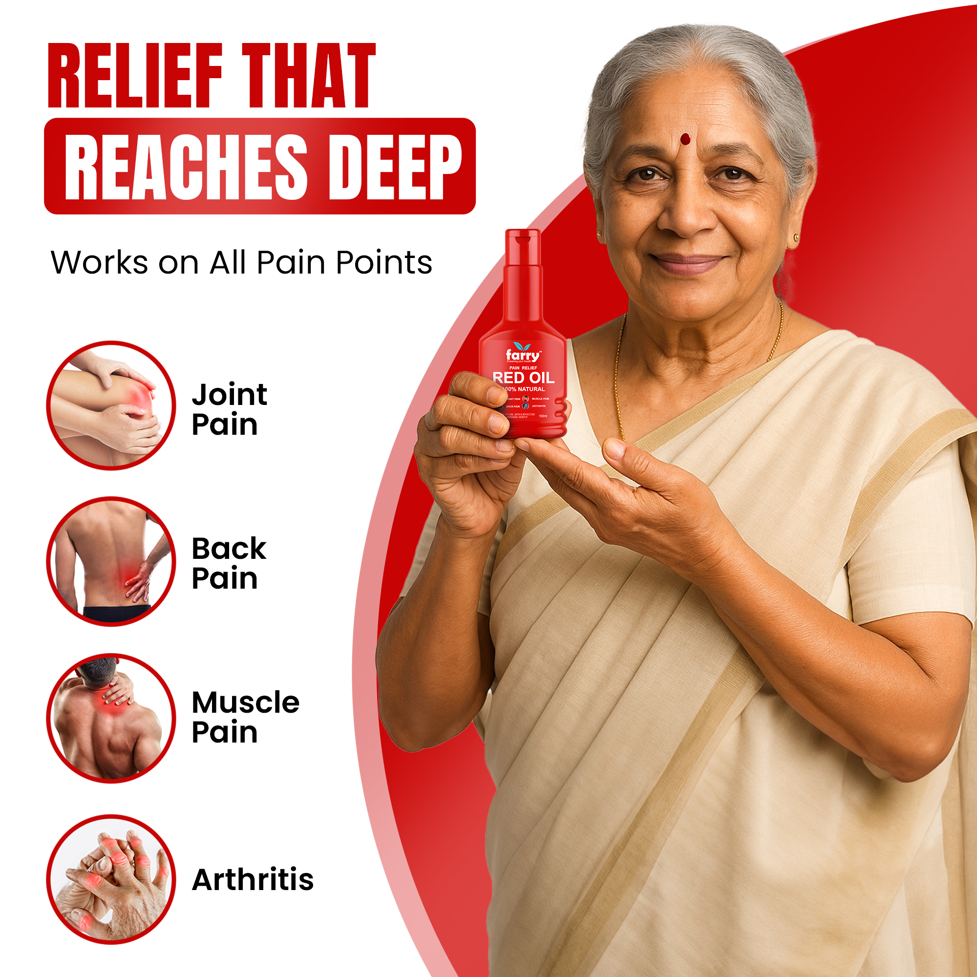 Farry Pain Relief Combo | Tablets (60) + Red Oil (100ml) | Ayurvedic Support for Joint Pain, Muscle Stiffness & Back Discomfort | 100% Natural Herbal Formula