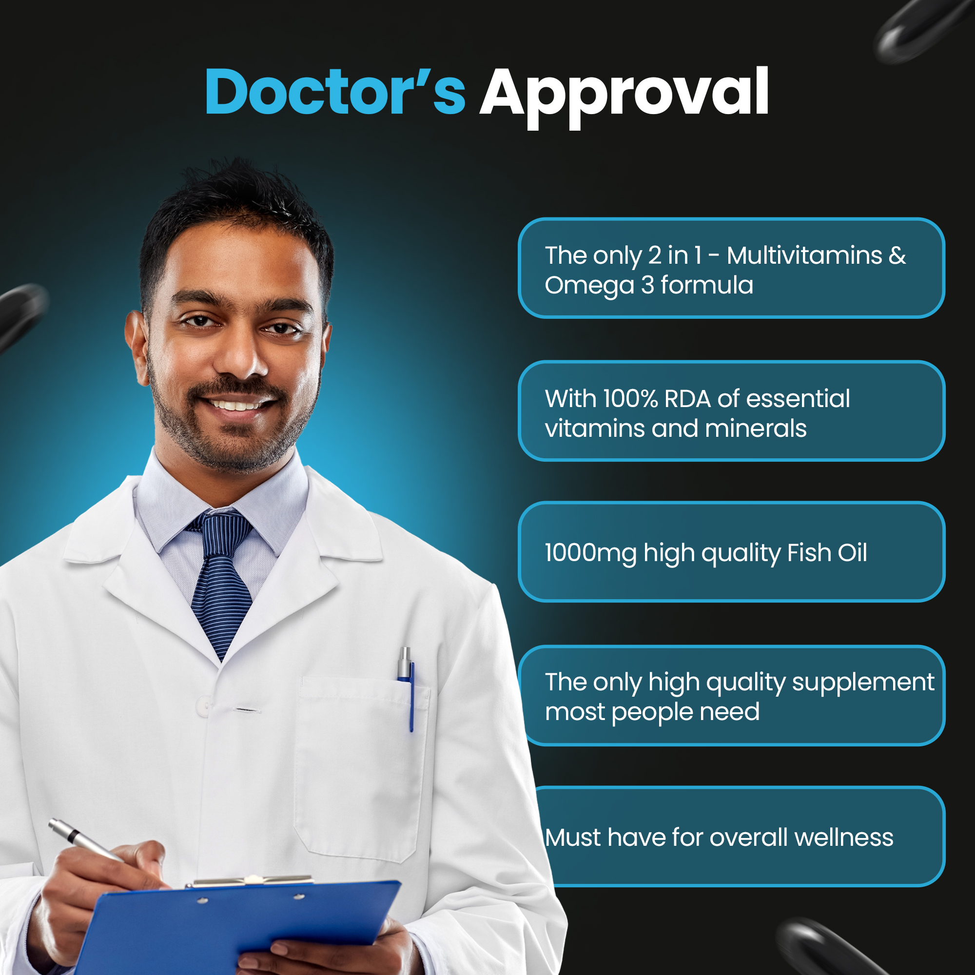 Farry Omega 3 Fish Oil 1000mg with Multivitamins + Multivitamin Sports Tablets Combo | Supports Heart & Brain Health, Boosts Energy, Immunity & Strength | Complete Daily Nutrition Pack