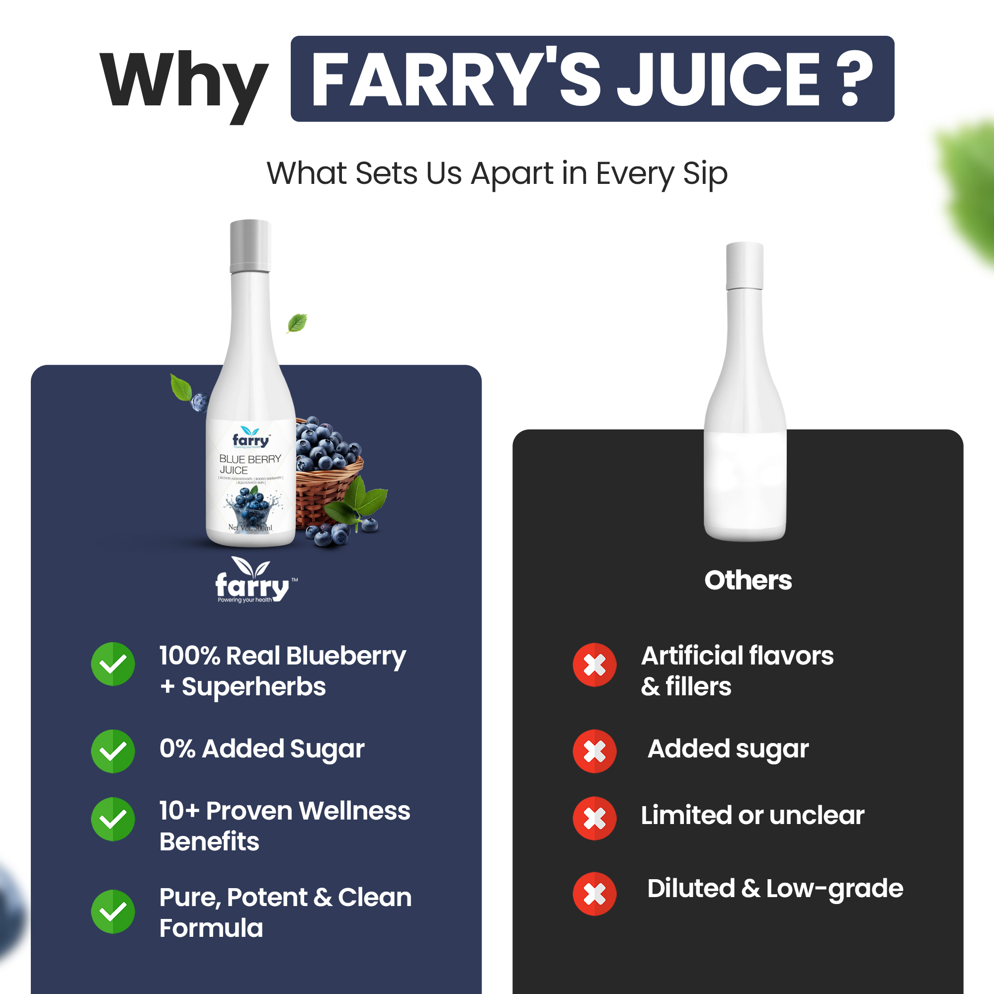 Farry Blueberry Juice – 500ml | Sugar-Free Antioxidant Supplement | Boosts Immunity, Heart & Skin Health