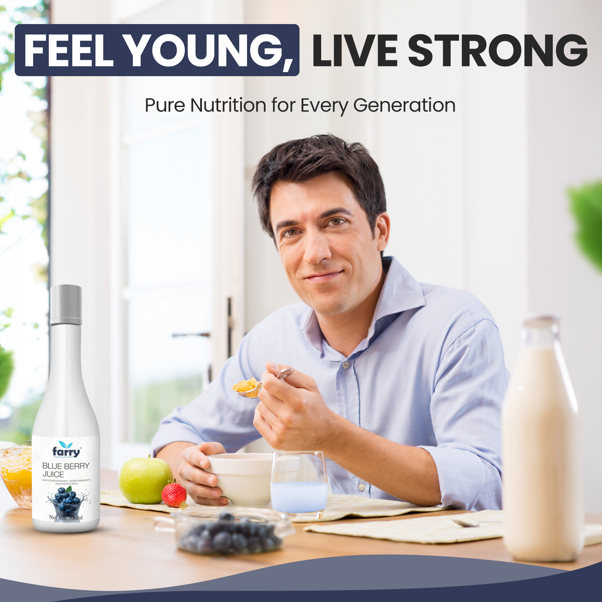 Farry Blueberry Juice – 500ml | Sugar-Free Antioxidant Supplement | Boosts Immunity, Heart & Skin Health